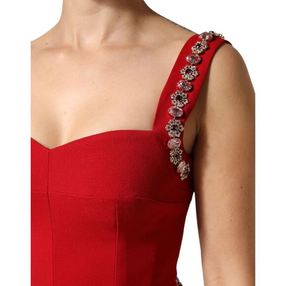 Dolce & Gabbana Red Crystals Sheath Mermaid Long Gown Women's Dress (Pre-Owned) - Picture 5 of 5